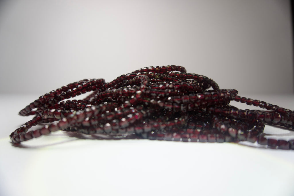 100% Natural Garnet Faceted Gemstone Stretch Bracelet | Genuine Deep Red Garnet Crystal Beaded Bracelet | Handmade Jewelry