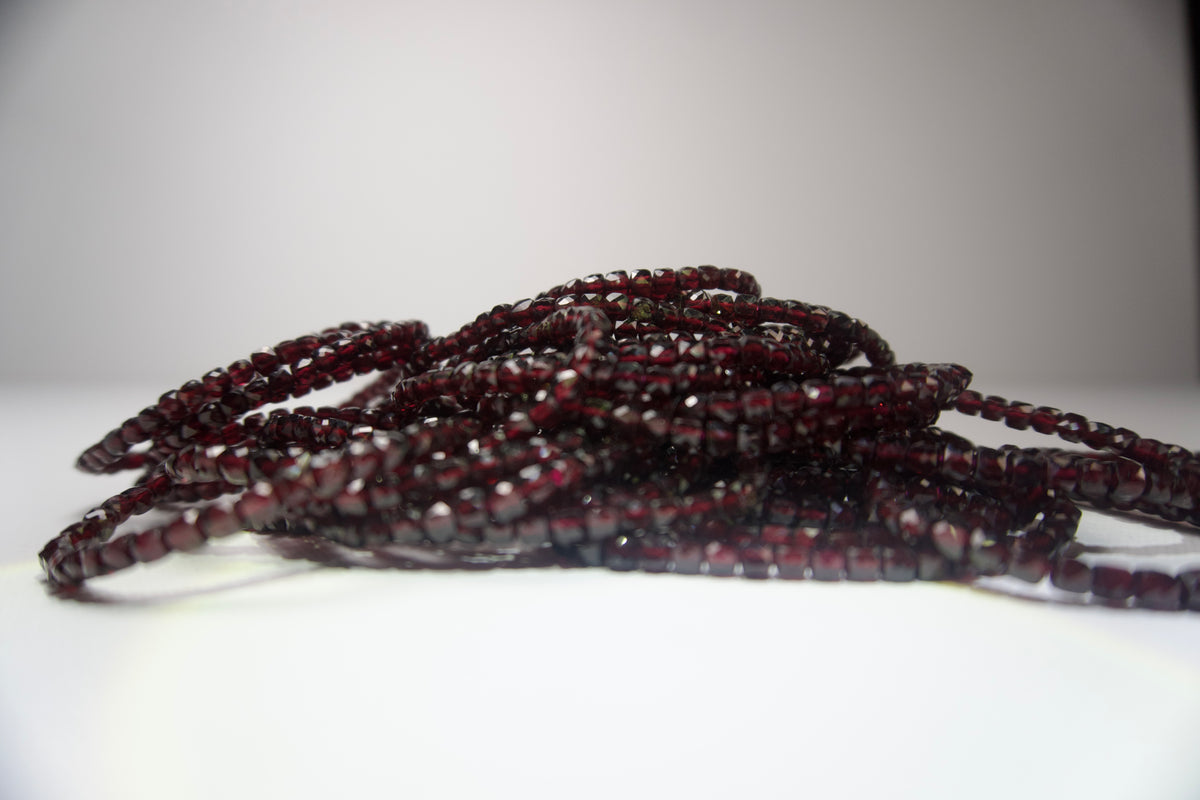 100% Natural Garnet Faceted Gemstone Stretch Bracelet | Genuine Deep Red Garnet Crystal Beaded Bracelet | Handmade Jewelry