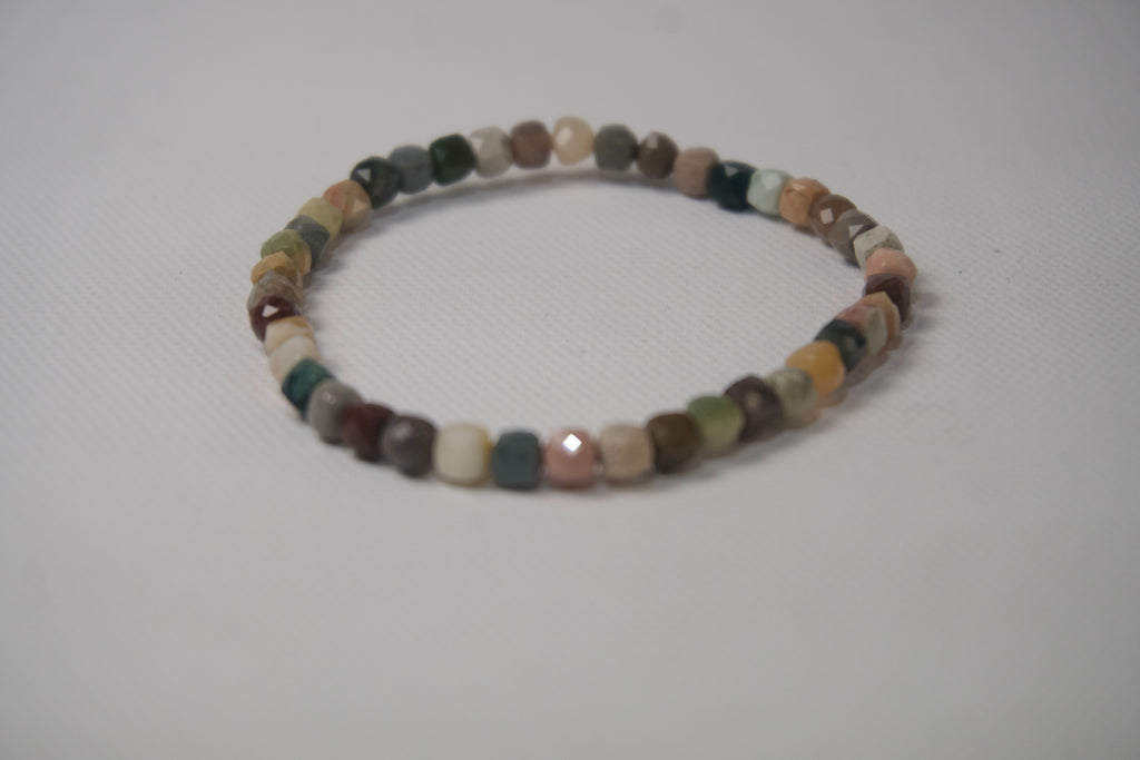 100% Natural Alashan Agate Stone Faceted Stretch Bracelet | Genuine Alashan Rocks Gemstone Beaded Bracelet | Handmade Jewelry
