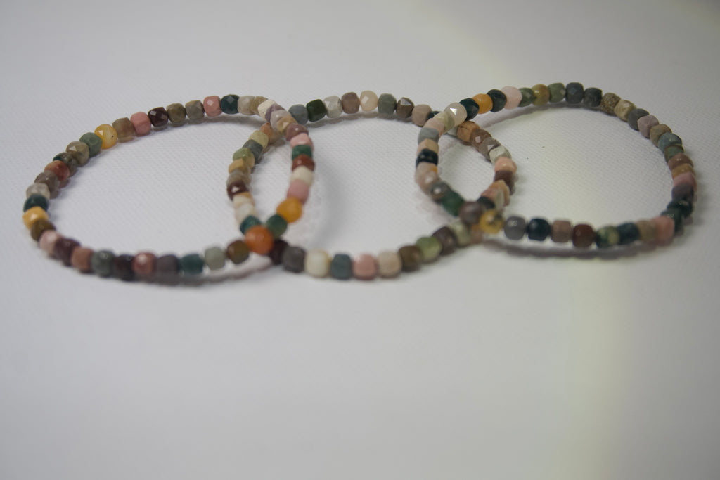 100% Natural Alashan Agate Stone Faceted Stretch Bracelet | Genuine Alashan Rocks Gemstone Beaded Bracelet | Handmade Jewelry