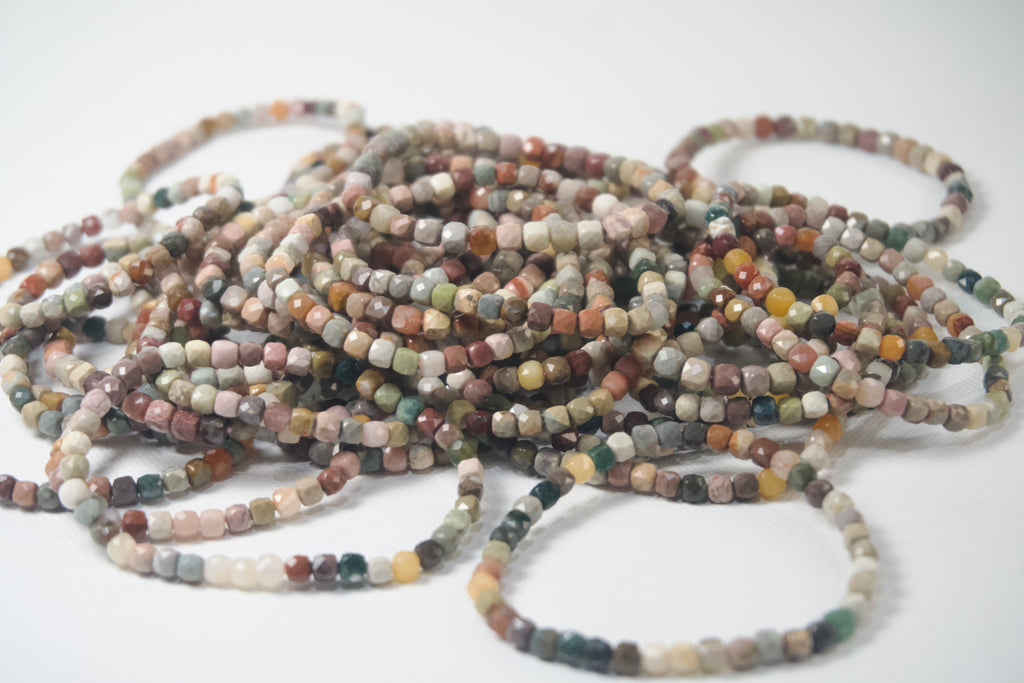 100% Natural Alashan Agate Stone Faceted Stretch Bracelet | Genuine Alashan Rocks Gemstone Beaded Bracelet | Handmade Jewelry