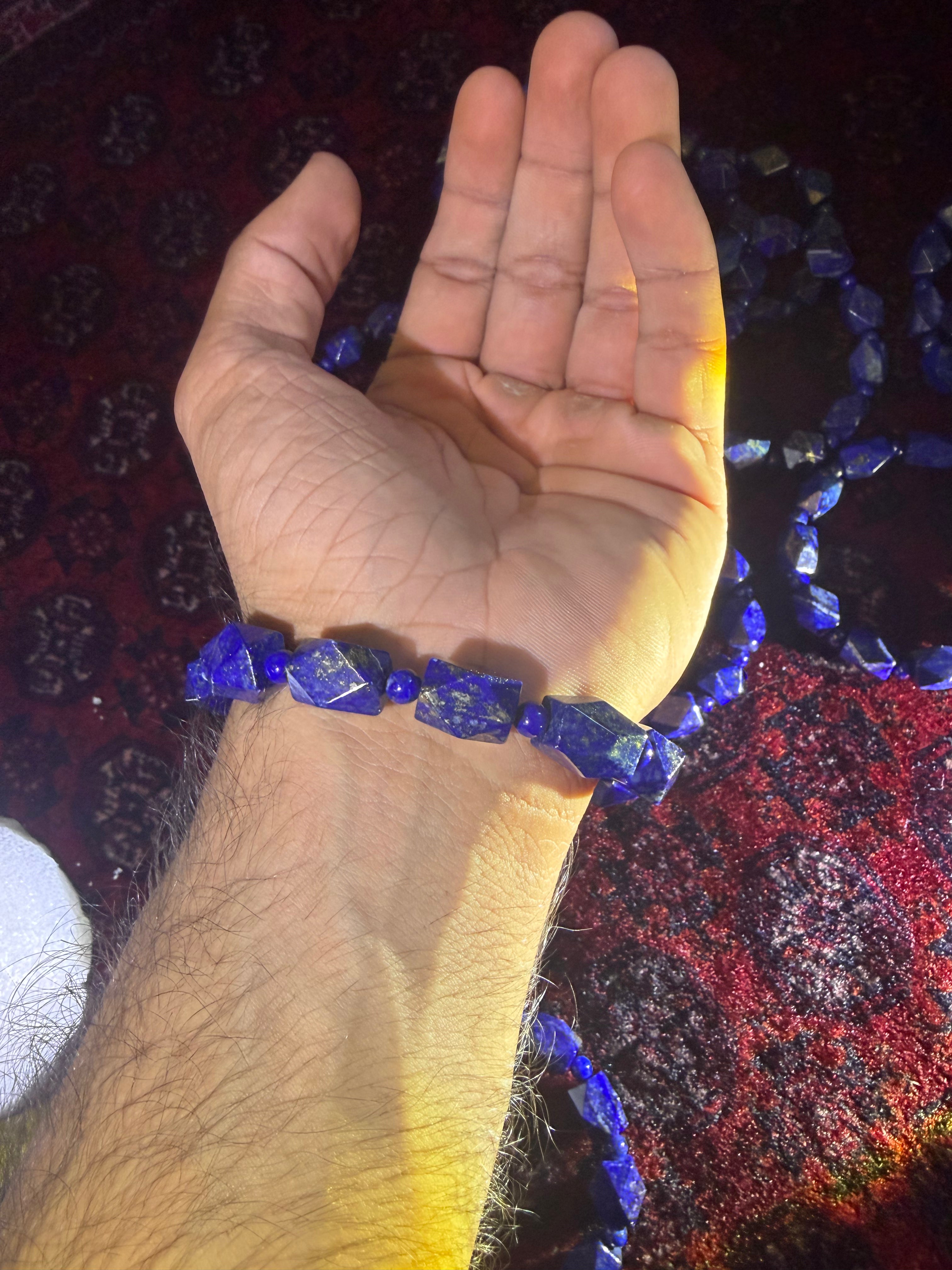 100% Natural Faceted Lapis Lazuli Bracelet