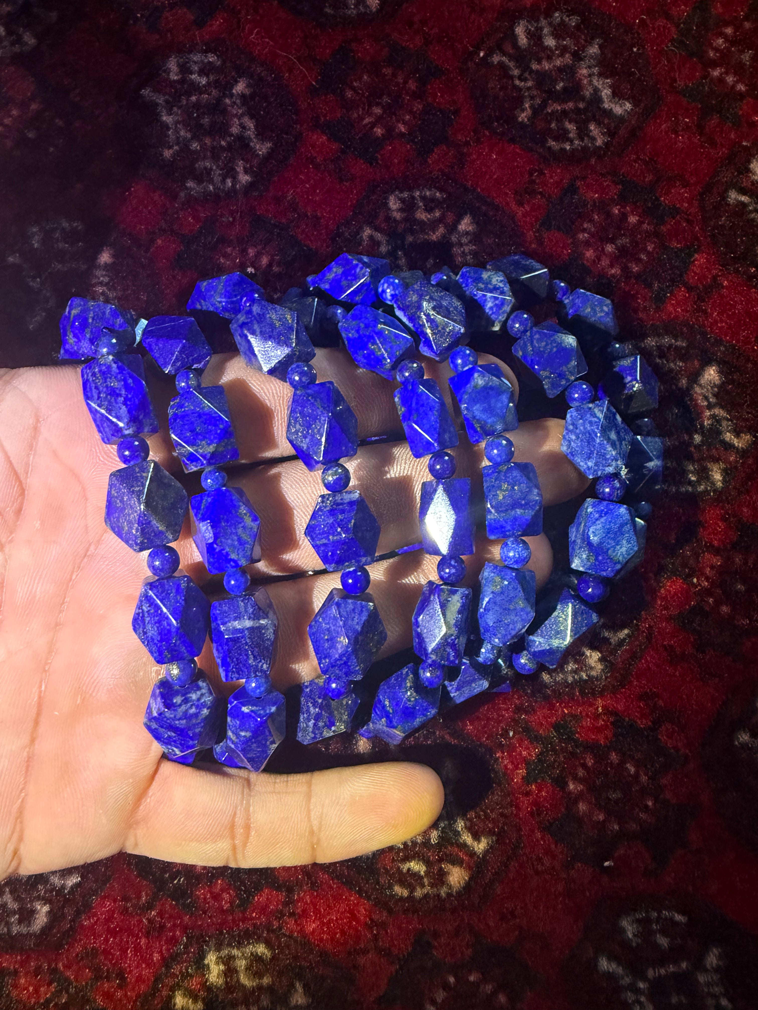 100% Natural Faceted Lapis Lazuli Bracelet