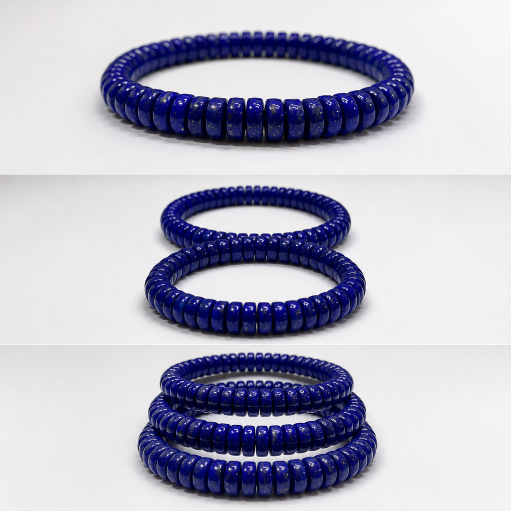 100% Natural Lapis Lazuli Bracelet | Genuine Blue Gemstone Stretch Bracelet
